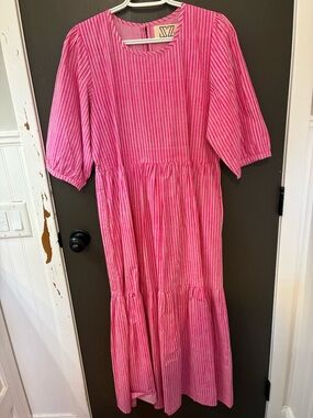 Tuckernuck & SZ Blockprints High Quality Cotton Dress! Bright Pink Striped Dress